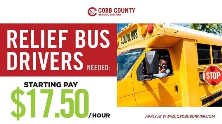 Relief bus drivers needed starting pay 17.50 an hour